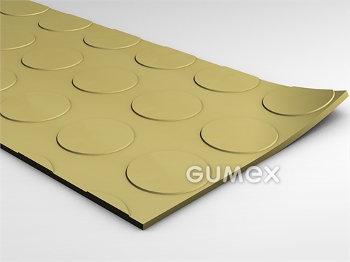 Pryžová podlahovina SANTO, tloušťka 3mm, šíře 1450mm, 75°ShA, SBR, desén penízkový, -30°C/+70°C, žlutá